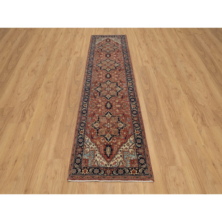 2'7" x 10'2" New Hand Knotted Red Wool Runner Oriental Rug - MOA10291383