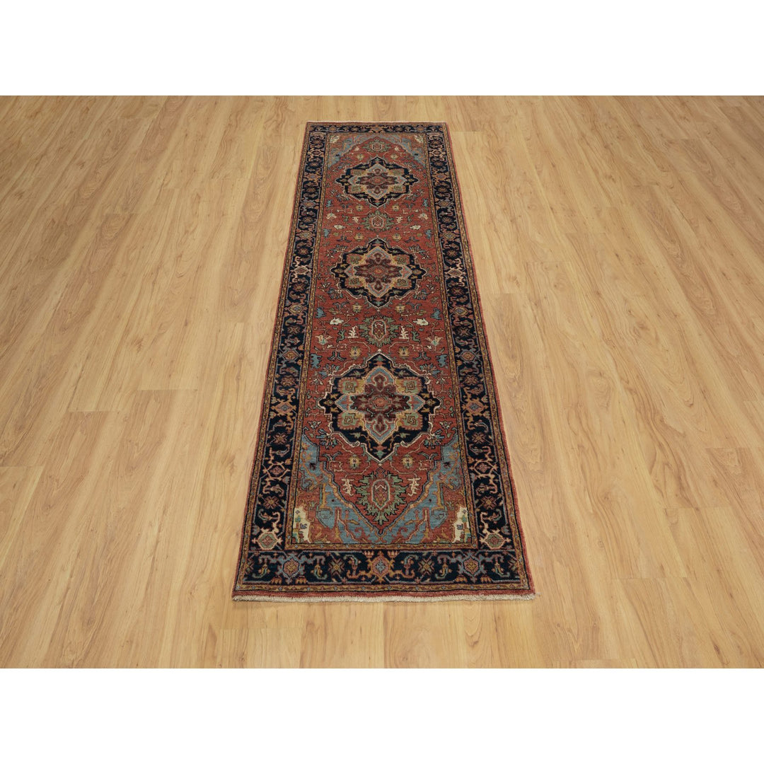 2'6" x 8'3" New Hand Knotted Red Wool Runner Oriental Rug - MOA10291384