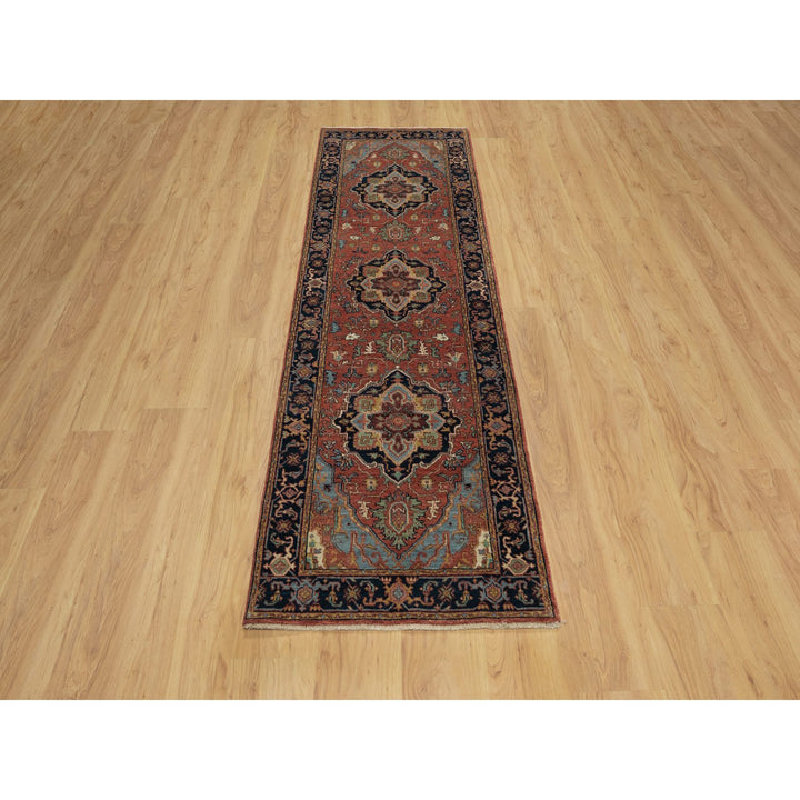 2'6" x 8'3" New Hand Knotted Red Wool Runner Oriental Rug - MOA10291384