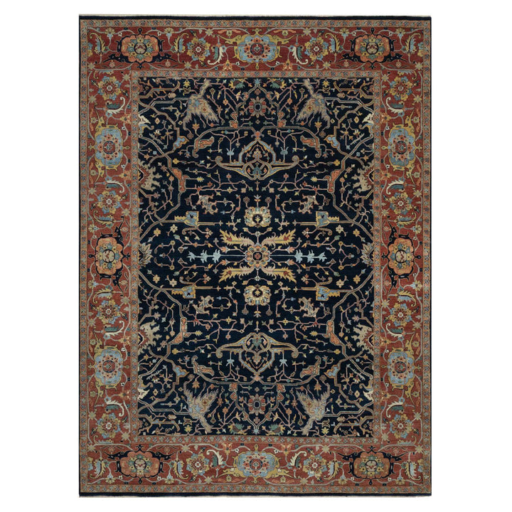 8'11" x 12'2" New Hand Knotted Blue Wool Rectangle Oriental Rug - MOA10291385