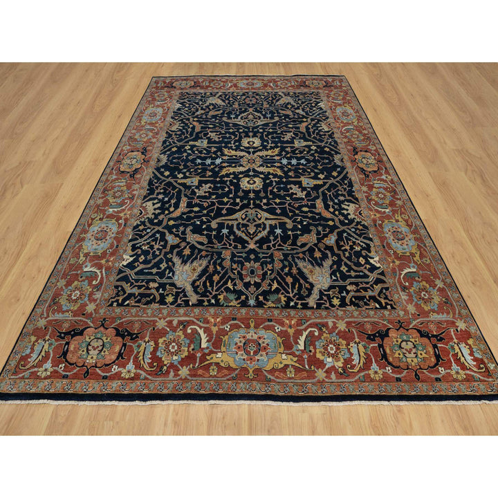 8'11" x 12'2" New Hand Knotted Blue Wool Rectangle Oriental Rug - MOA10291385