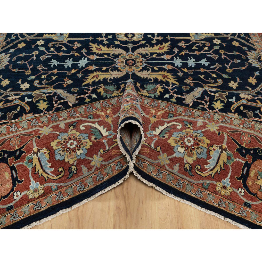 8'11" x 12'2" New Hand Knotted Blue Wool Rectangle Oriental Rug - MOA10291385