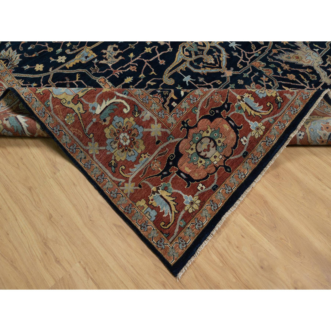 8'11" x 12'2" New Hand Knotted Blue Wool Rectangle Oriental Rug - MOA10291385