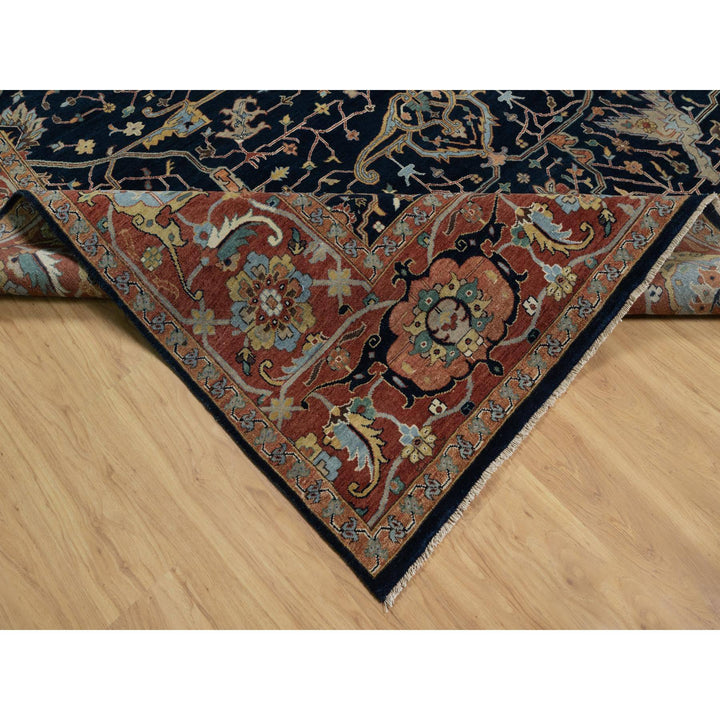 8'11" x 12'2" New Hand Knotted Blue Wool Rectangle Oriental Rug - MOA10291385