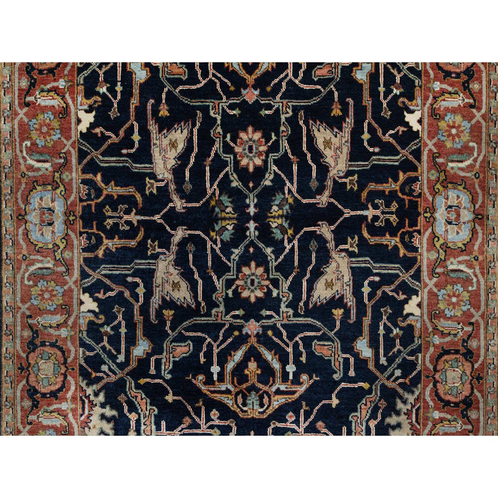 4'2" x 12'2" New Hand Knotted Blue Wool Runner Oriental Rug - MOA10291386