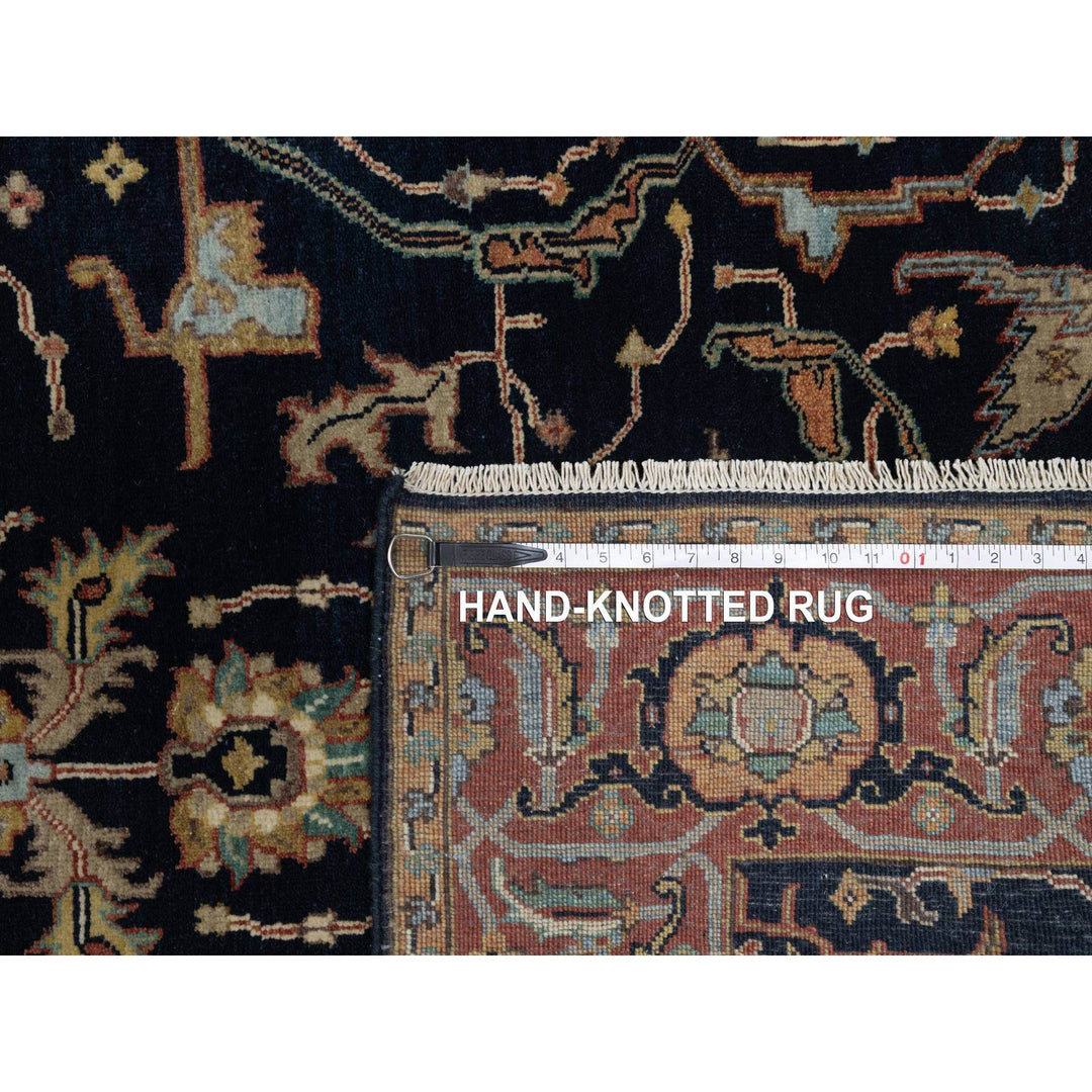 4'2" x 12'2" New Hand Knotted Blue Wool Runner Oriental Rug - MOA10291386