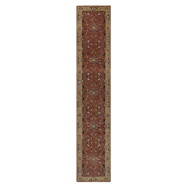 2'8" x 14'1" New Hand Knotted Red Wool Runner Oriental Rug - MOA10291387