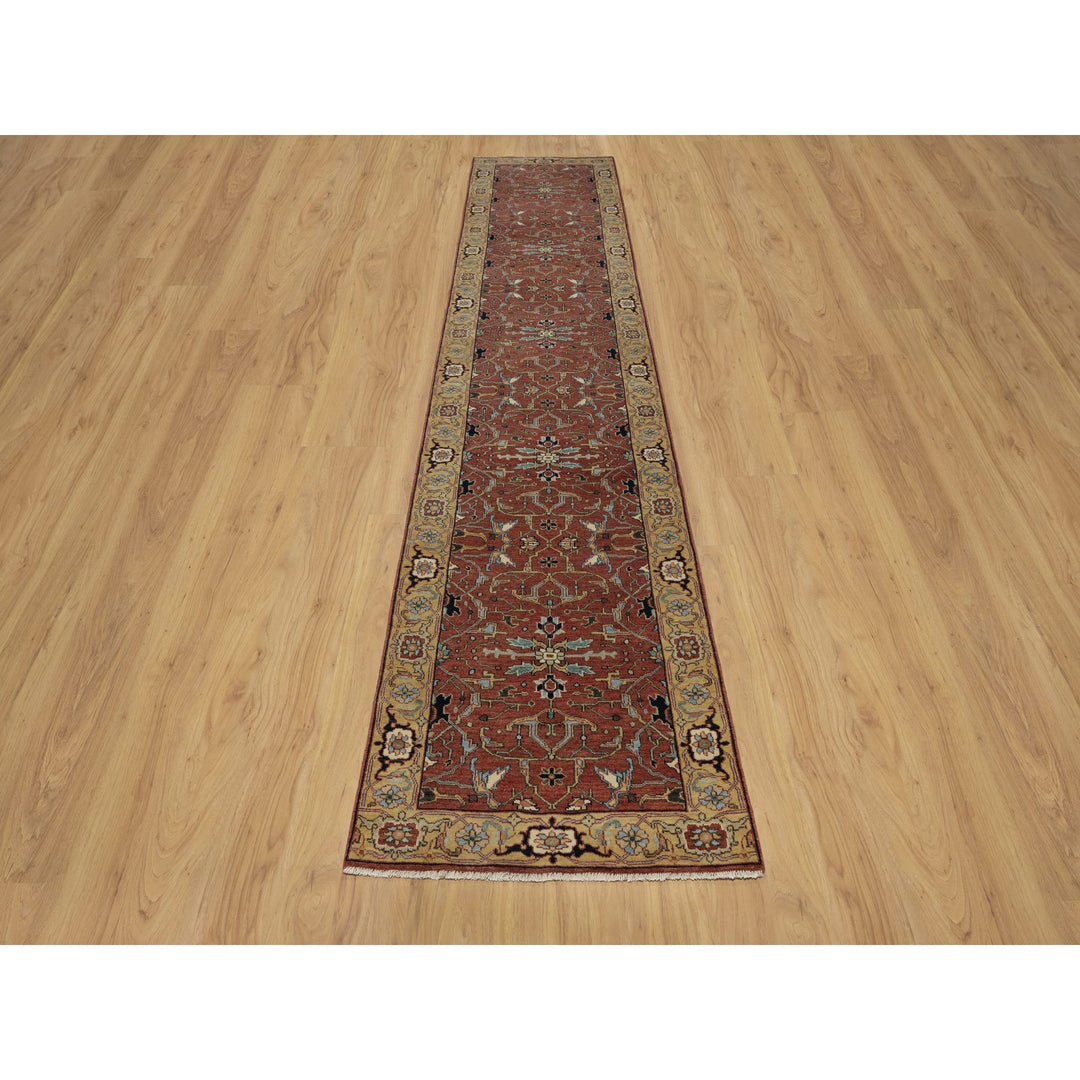 2'8" x 14'1" New Hand Knotted Red Wool Runner Oriental Rug - MOA10291387