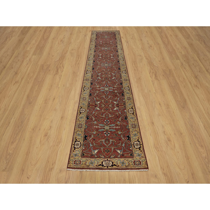 2'8" x 14'1" New Hand Knotted Red Wool Runner Oriental Rug - MOA10291387