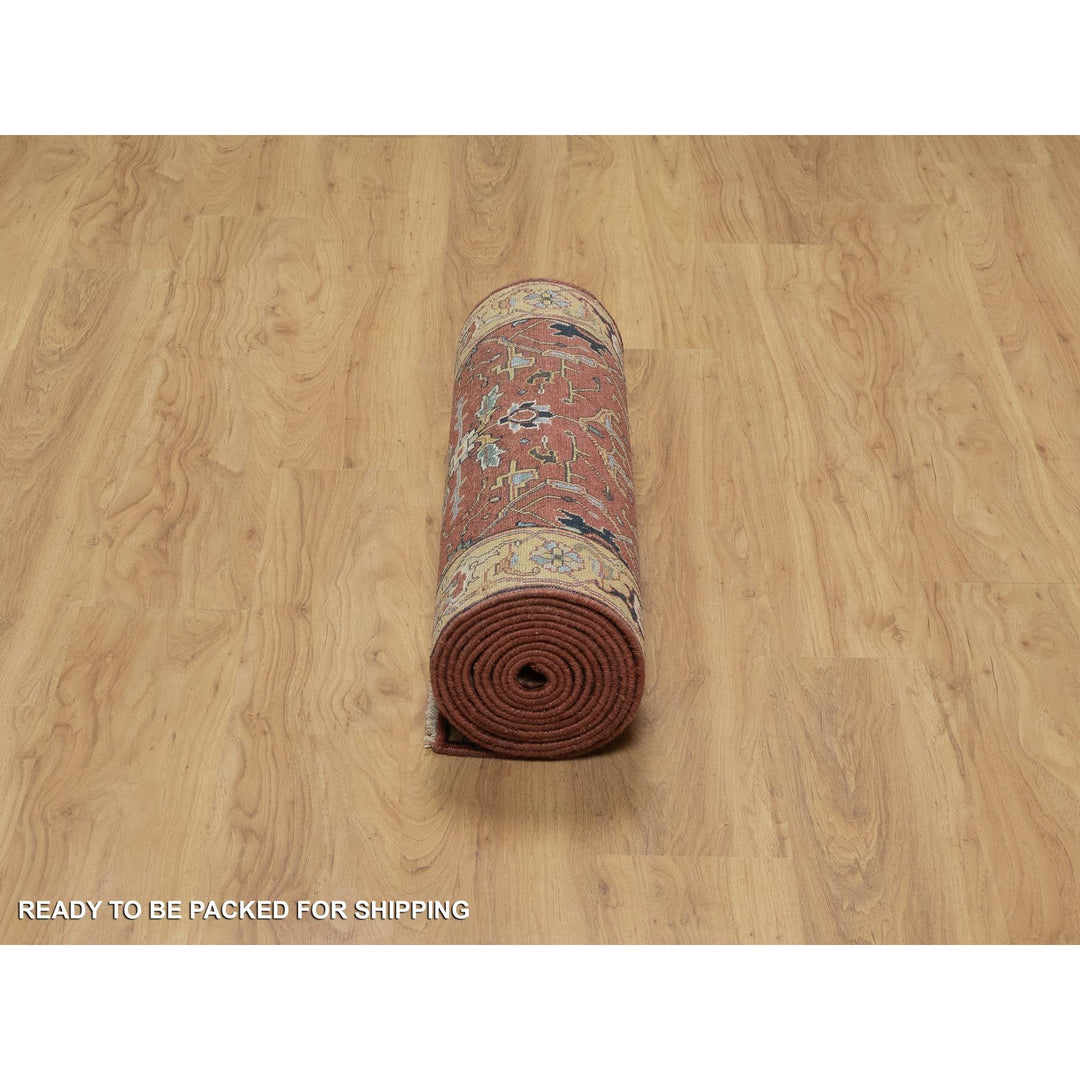 2'8" x 14'1" New Hand Knotted Red Wool Runner Oriental Rug - MOA10291387