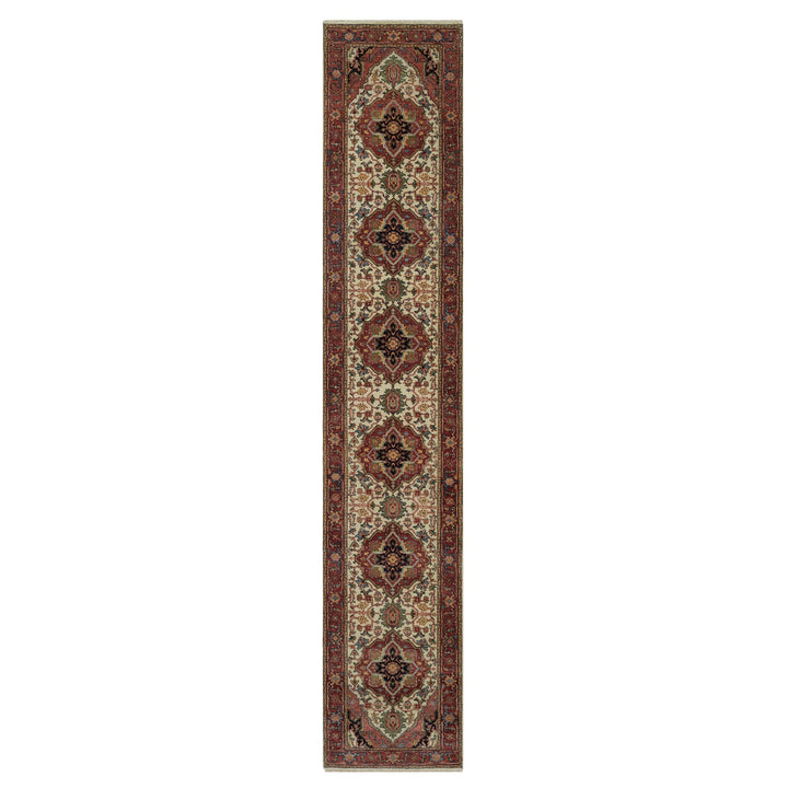 2'8" x 14'3" New Hand Knotted Ivory Wool Runner Oriental Rug - MOA10291388