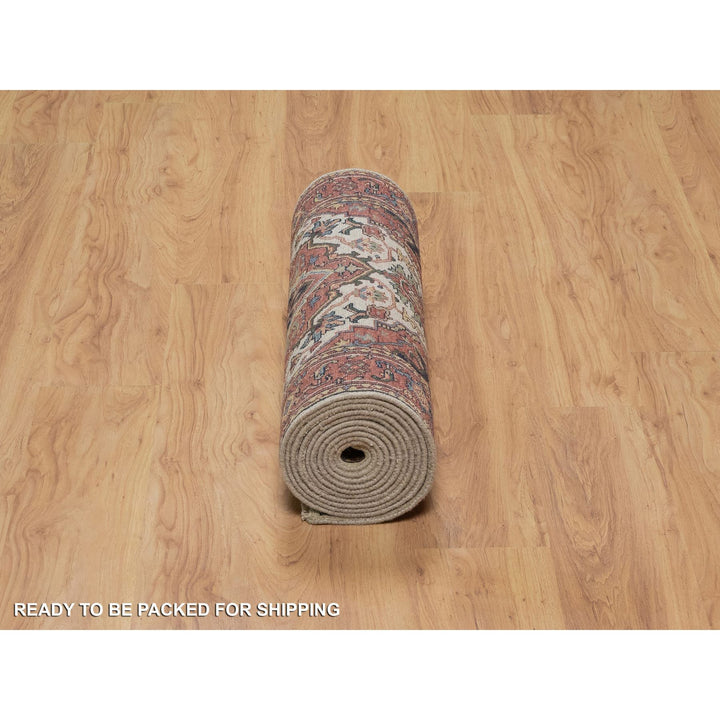 2'8" x 14'3" New Hand Knotted Ivory Wool Runner Oriental Rug - MOA10291388
