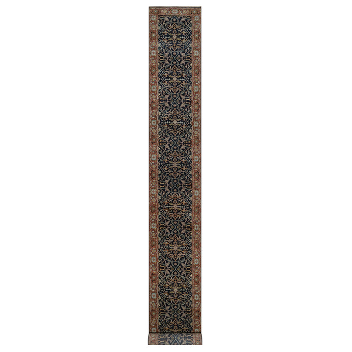 2'6" x 22'0" New Hand Knotted Blue Wool Runner Oriental Rug - MOA10291389