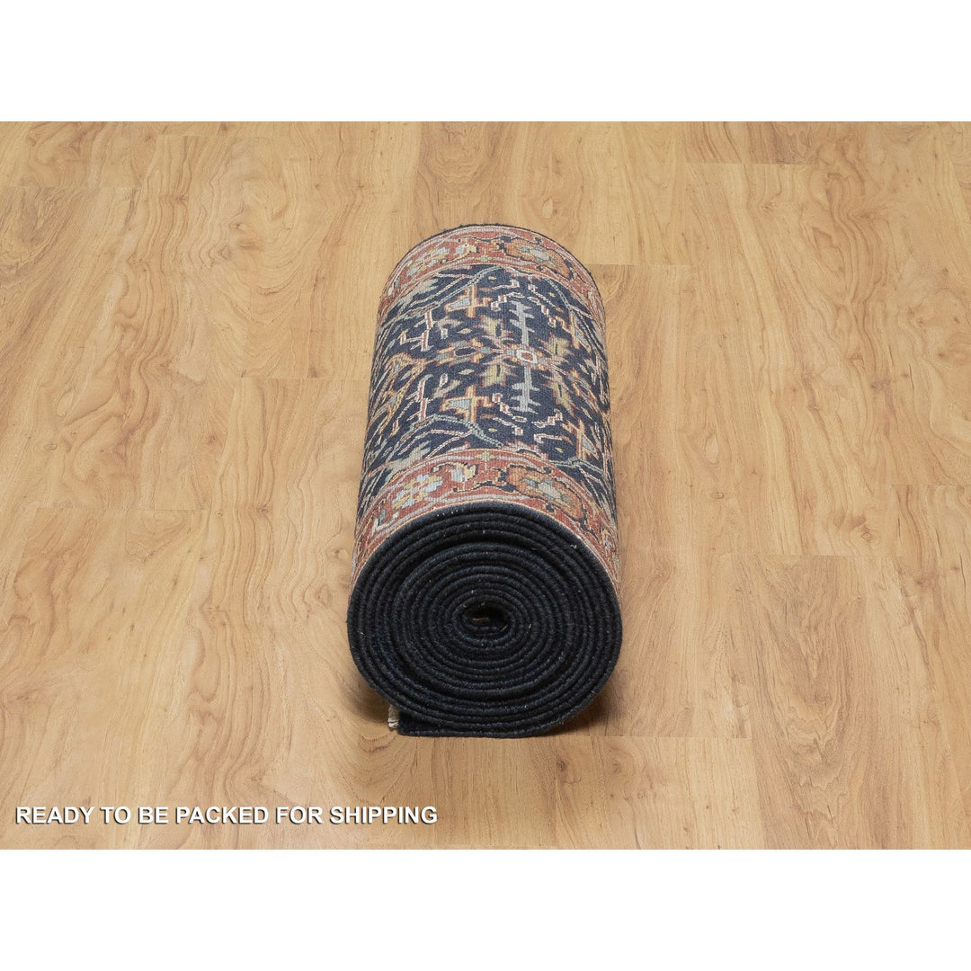 2'6" x 22'0" New Hand Knotted Blue Wool Runner Oriental Rug - MOA10291389