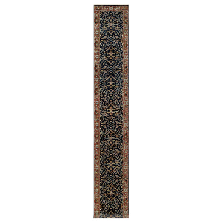 2'7" x 18'1" New Hand Knotted Blue Wool Runner Oriental Rug - MOA10291390