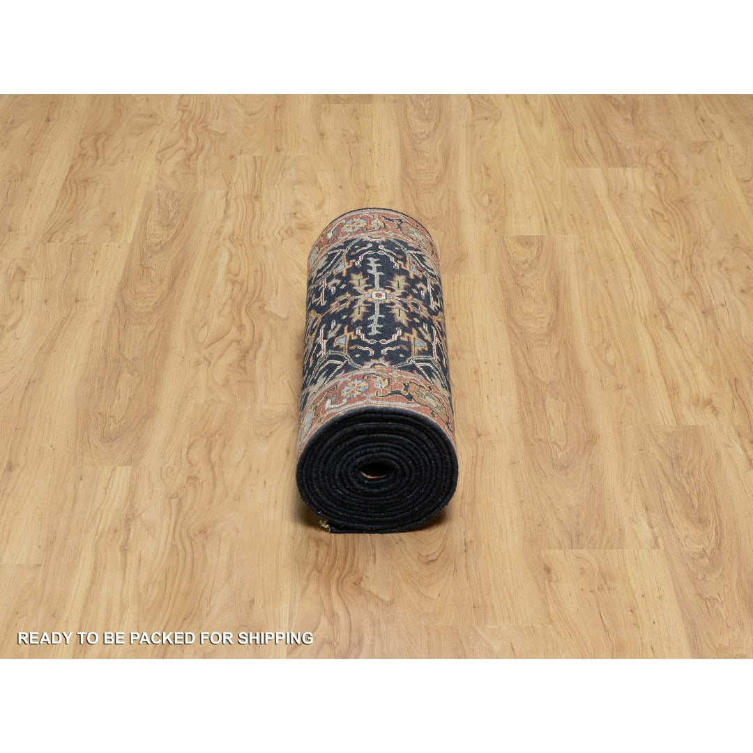 2'7" x 18'1" New Hand Knotted Blue Wool Runner Oriental Rug - MOA10291390