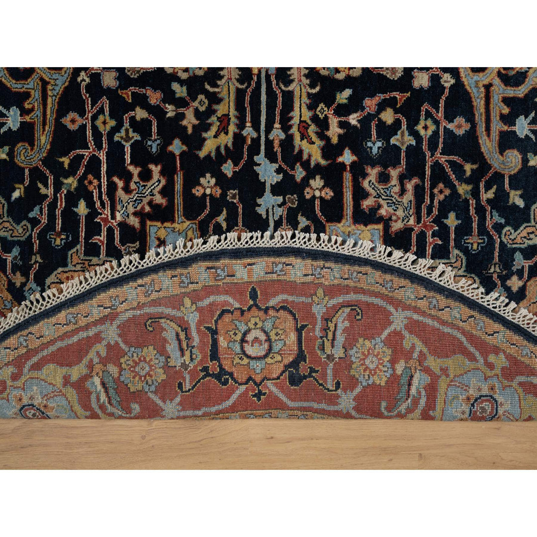 6'0" x 6'0" New Hand Knotted Blue Wool Round Oriental Rug - MOA10291391