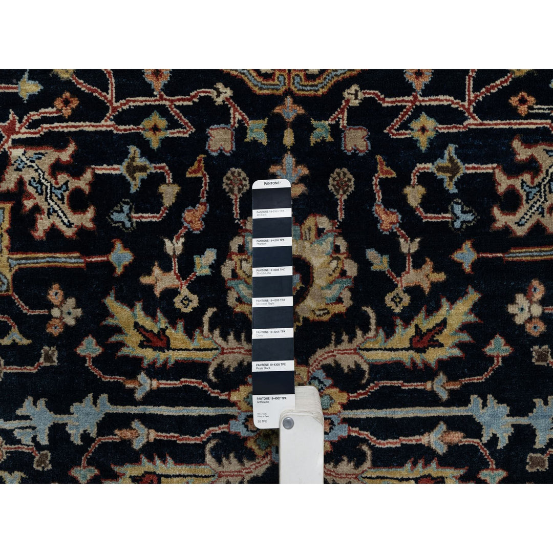 6'0" x 6'0" New Hand Knotted Blue Wool Round Oriental Rug - MOA10291391