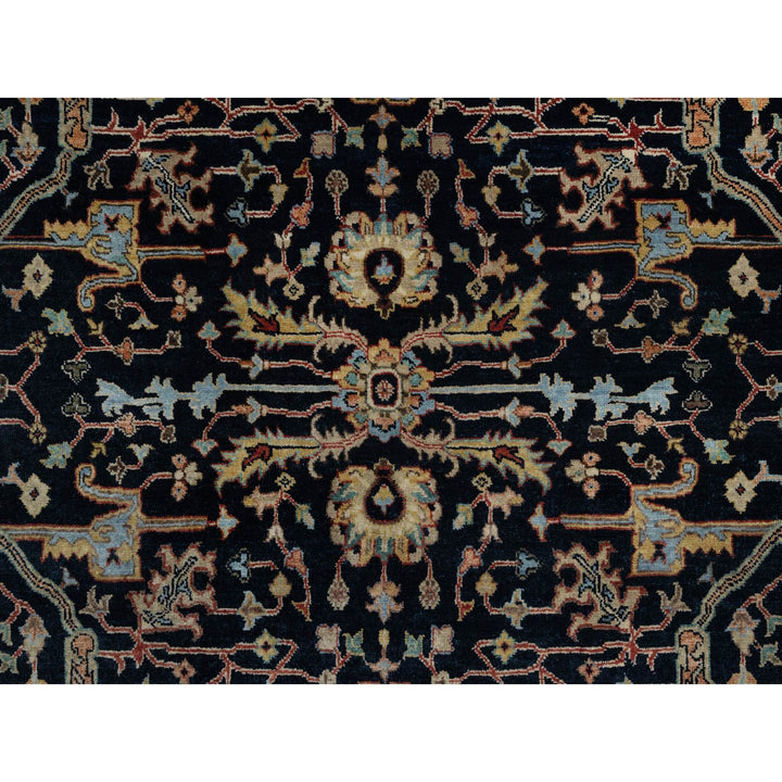 6'0" x 6'0" New Hand Knotted Blue Wool Round Oriental Rug - MOA10291391