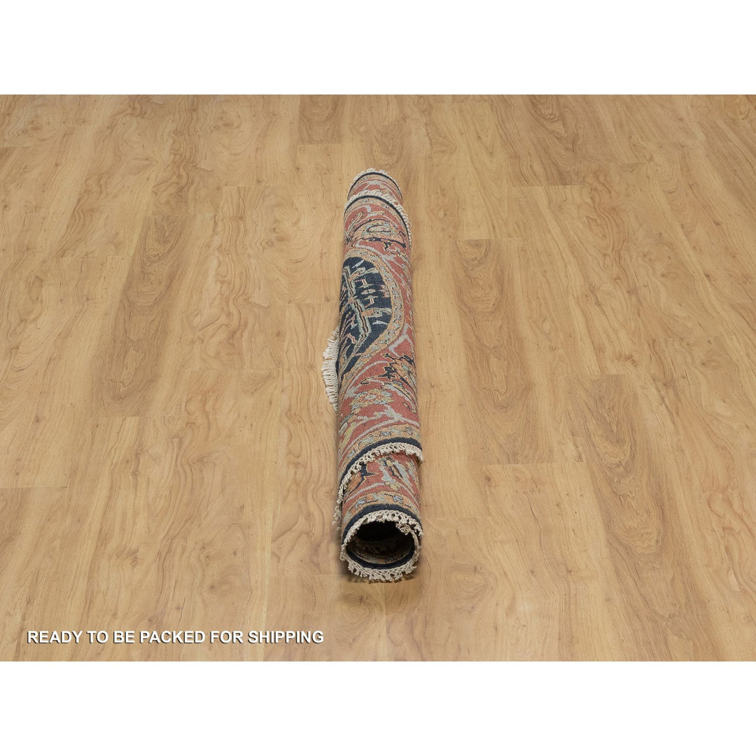 6'0" x 6'0" New Hand Knotted Blue Wool Round Oriental Rug - MOA10291391