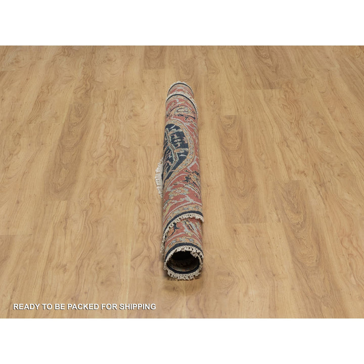 6'0" x 6'0" New Hand Knotted Blue Wool Round Oriental Rug - MOA10291391