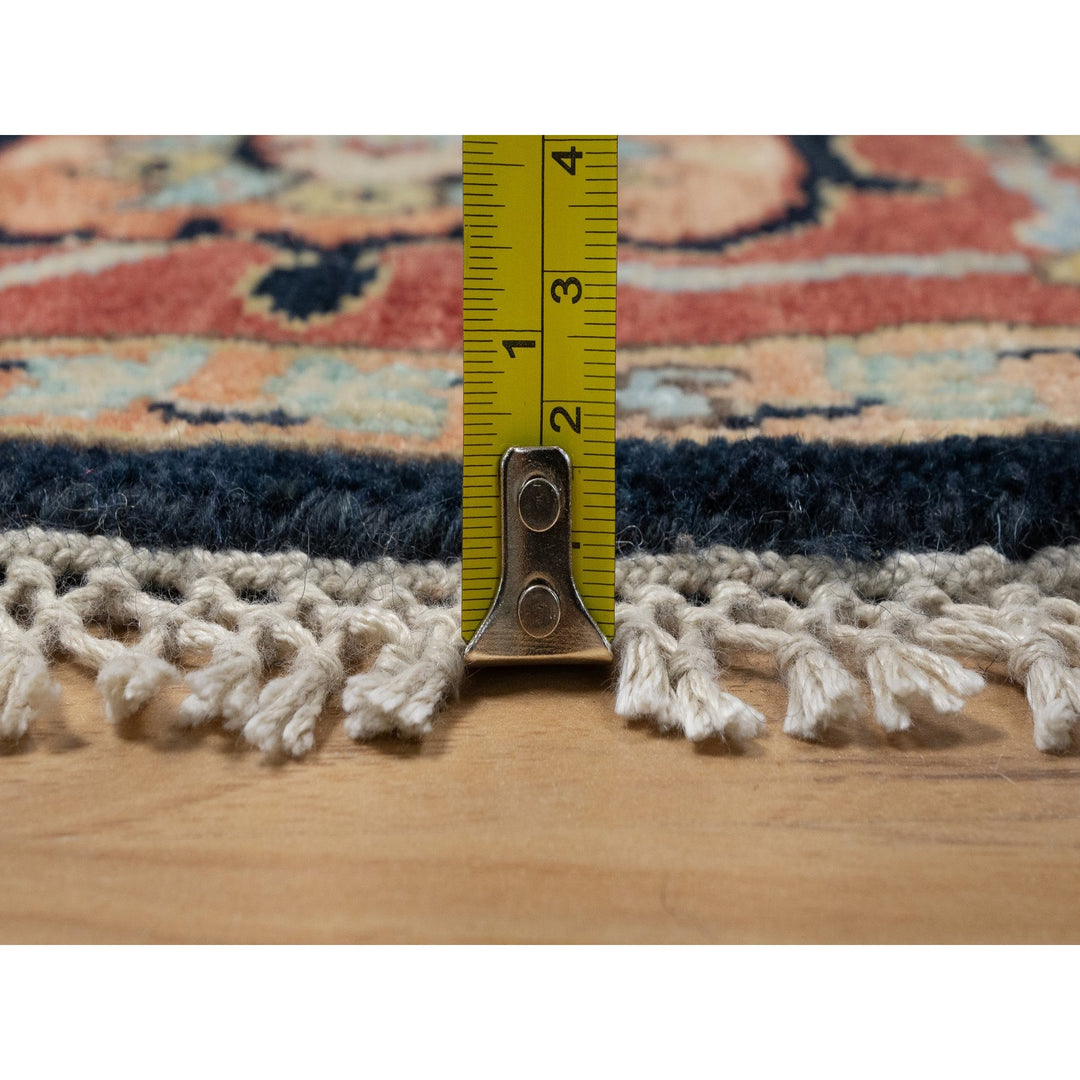 6'0" x 6'0" New Hand Knotted Blue Wool Round Oriental Rug - MOA10291391