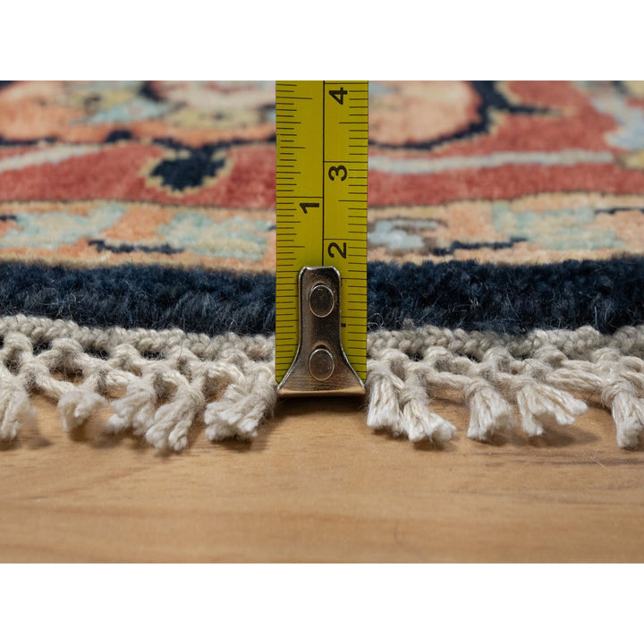 6'0" x 6'0" New Hand Knotted Blue Wool Round Oriental Rug - MOA10291391