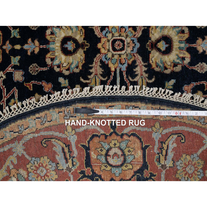 6'0" x 6'0" New Hand Knotted Blue Wool Round Oriental Rug - MOA10291391