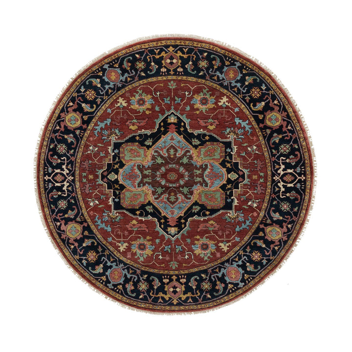 6'2" x 6'2" New Hand Knotted Red Wool Round Oriental Rug - MOA10291392