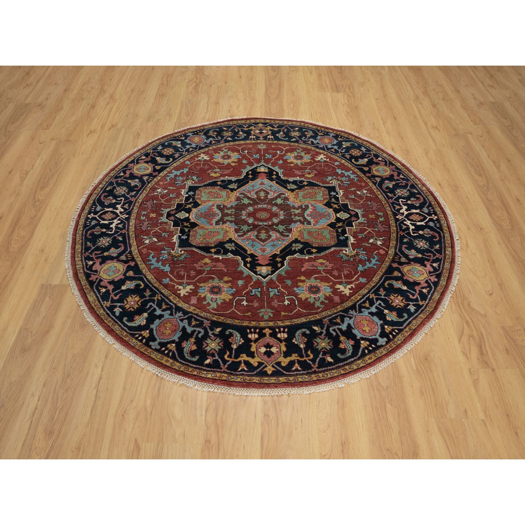 6'2" x 6'2" New Hand Knotted Red Wool Round Oriental Rug - MOA10291392