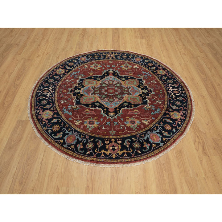 6'2" x 6'2" New Hand Knotted Red Wool Round Oriental Rug - MOA10291392