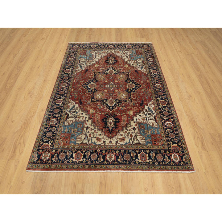 5'2" x 7'2" New Hand Knotted Red Wool Rectangle Oriental Rug - MOA10291393