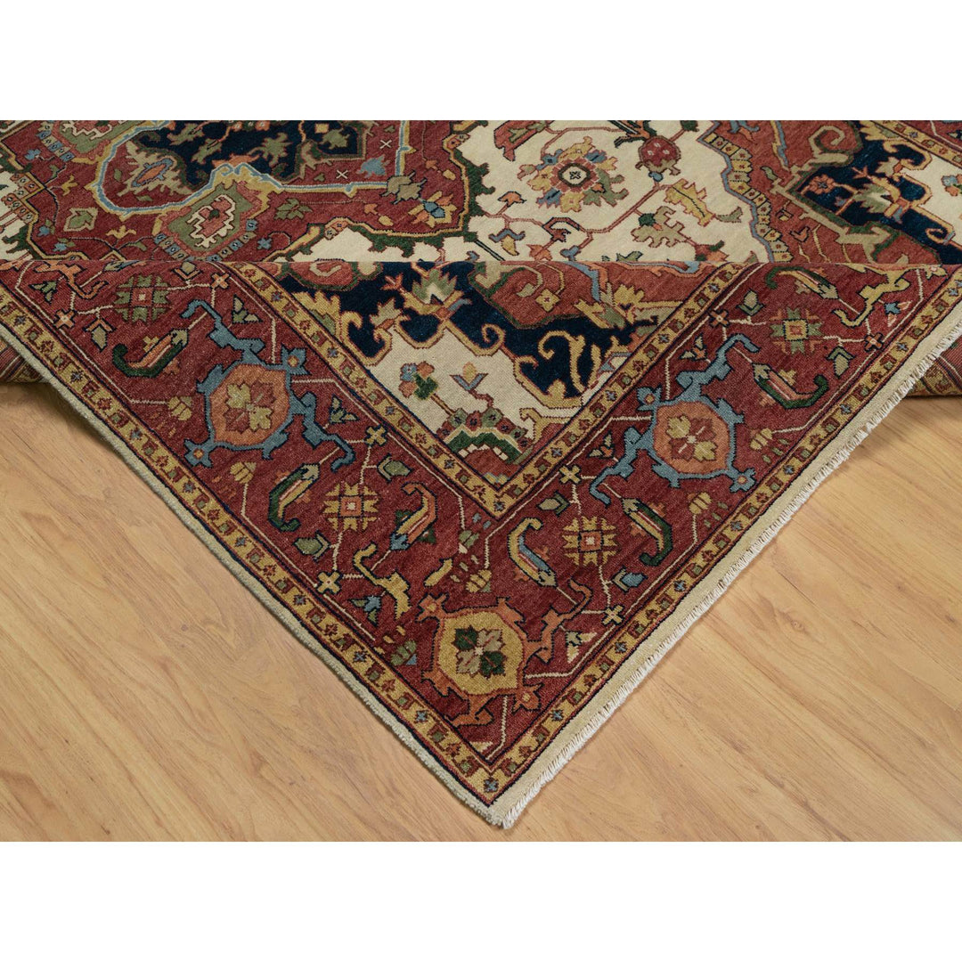 6'2" x 9'1" New Hand Knotted Ivory Wool Rectangle Oriental Rug - MOA10291394