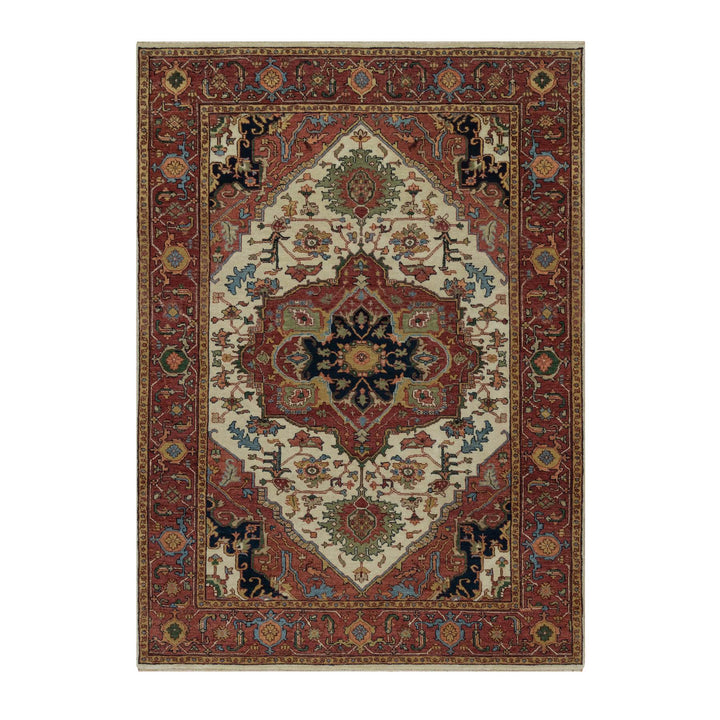 5'1" x 7'2" New Hand Knotted Ivory Wool Rectangle Oriental Rug - MOA10291395