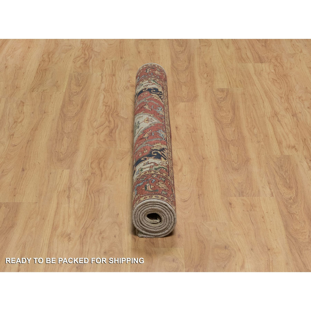 5'1" x 7'2" New Hand Knotted Ivory Wool Rectangle Oriental Rug - MOA10291395