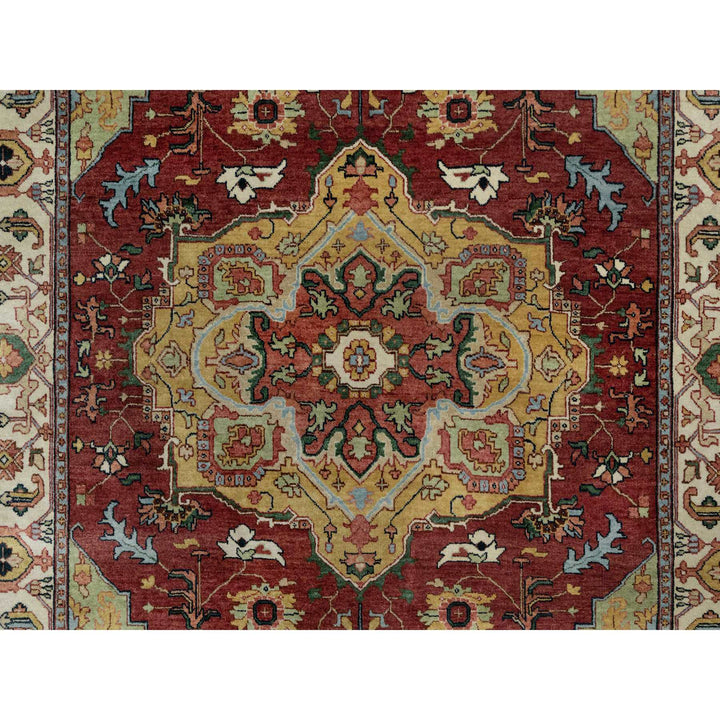 6'1" x 9'2" New Hand Knotted Red Wool Rectangle Oriental Rug - MOA10291397