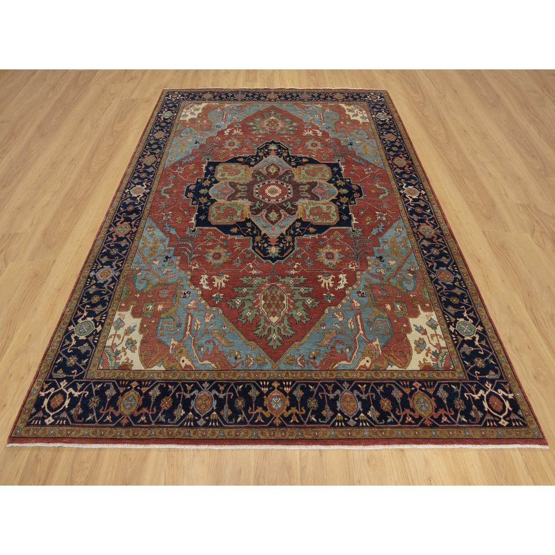7'11" x 10'1" New Hand Knotted Red Wool Rectangle Oriental Rug - MOA10291398
