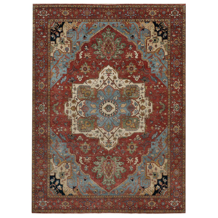 9'0" x 12'2" New Hand Knotted Red Wool Rectangle Oriental Rug - MOA10291399