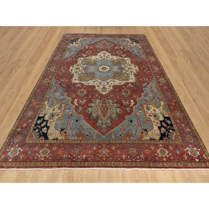 9'0" x 12'2" New Hand Knotted Red Wool Rectangle Oriental Rug - MOA10291399