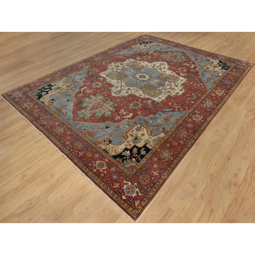 9'0" x 12'2" New Hand Knotted Red Wool Rectangle Oriental Rug - MOA10291399