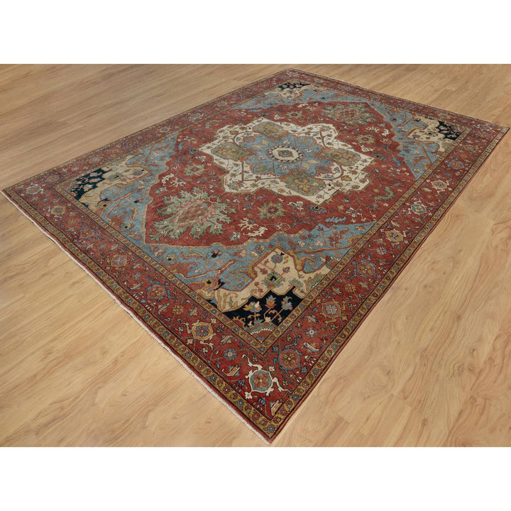 9'0" x 12'2" New Hand Knotted Red Wool Rectangle Oriental Rug - MOA10291399
