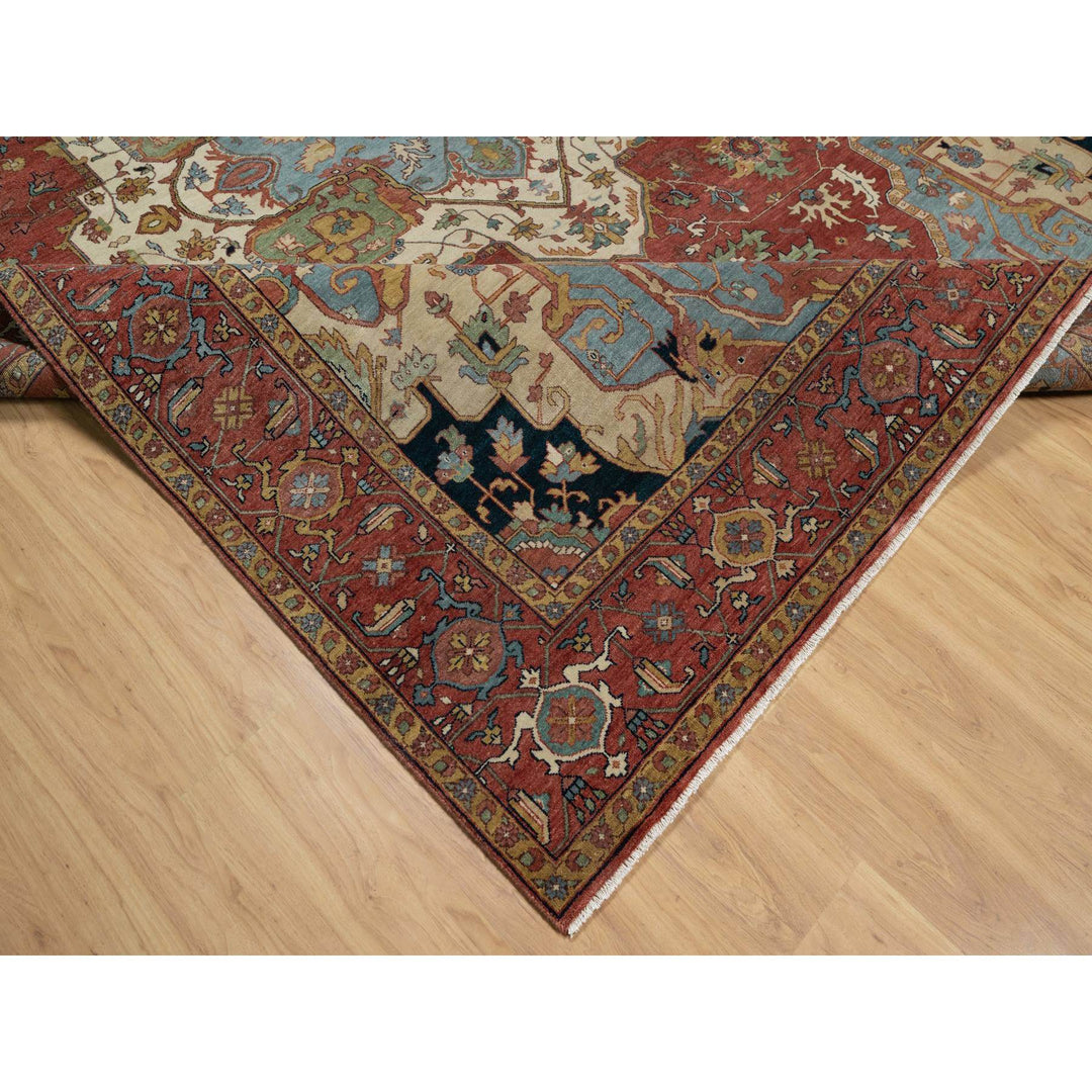 9'0" x 12'2" New Hand Knotted Red Wool Rectangle Oriental Rug - MOA10291399