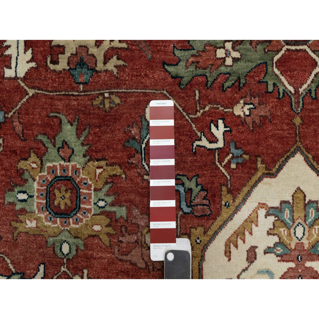 9'0" x 12'2" New Hand Knotted Red Wool Rectangle Oriental Rug - MOA10291399