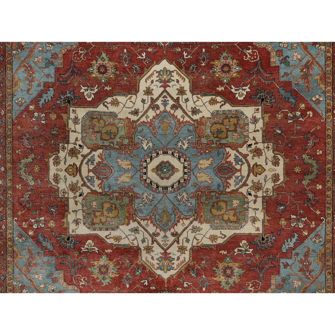 9'0" x 12'2" New Hand Knotted Red Wool Rectangle Oriental Rug - MOA10291399