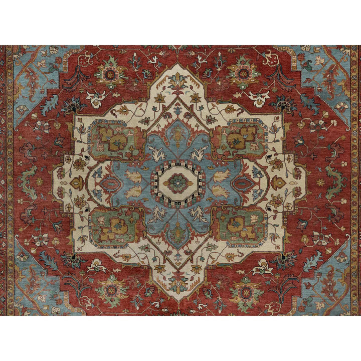 9'0" x 12'2" New Hand Knotted Red Wool Rectangle Oriental Rug - MOA10291399