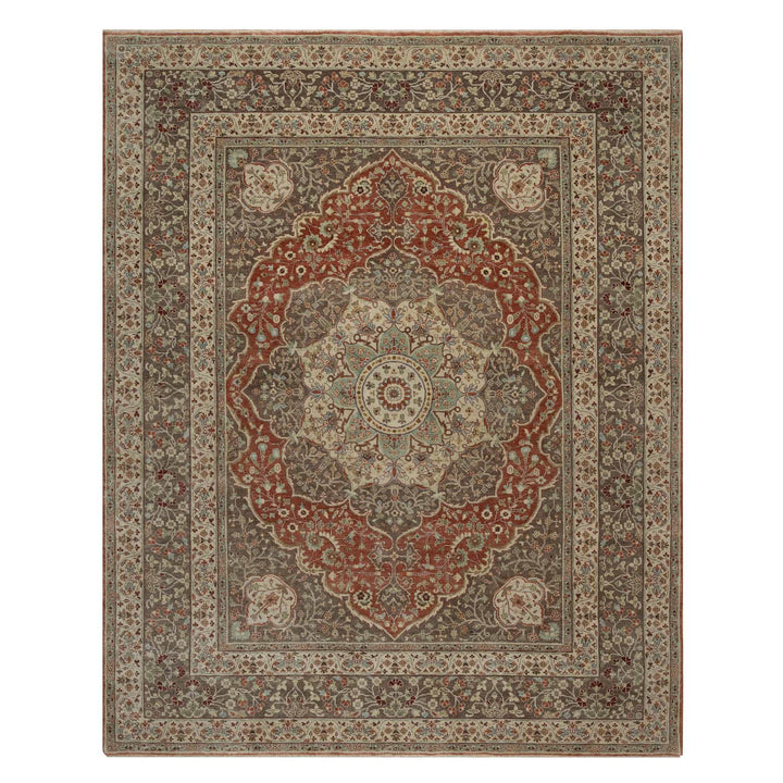 8'1" x 10'1" New Hand Knotted Red Wool Rectangle Oriental Rug - MOA10291400