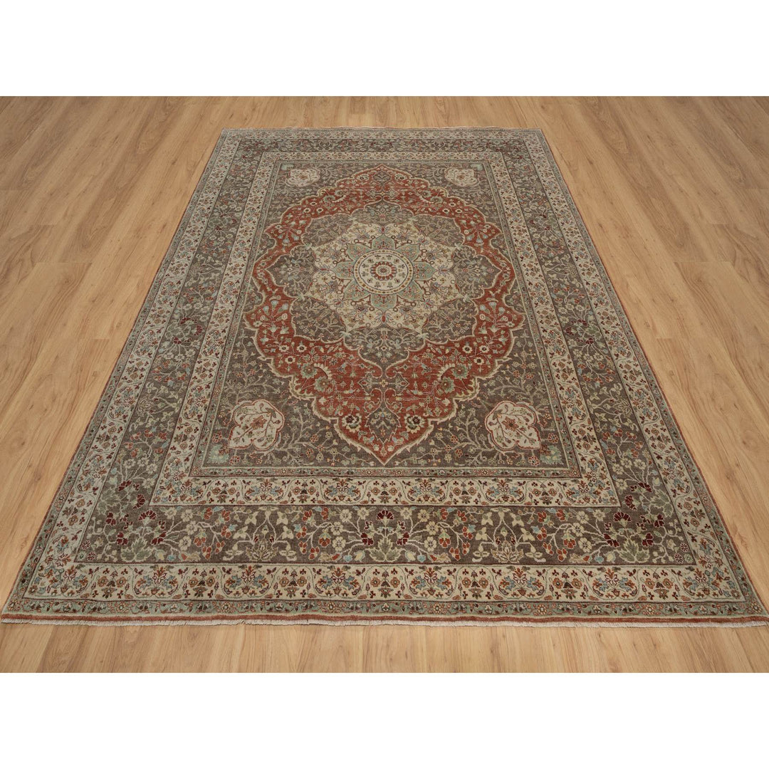 8'1" x 10'1" New Hand Knotted Red Wool Rectangle Oriental Rug - MOA10291400