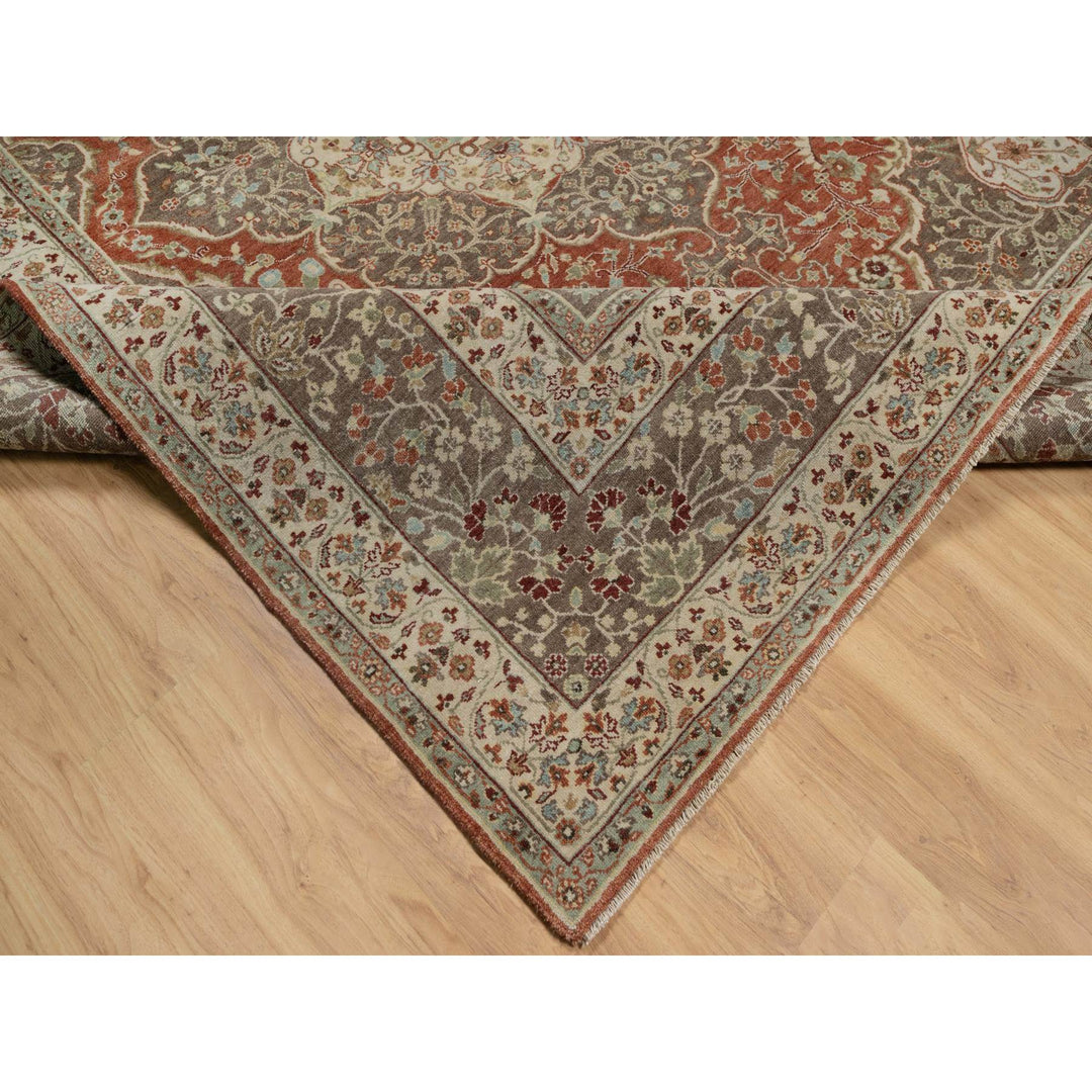 8'1" x 10'1" New Hand Knotted Red Wool Rectangle Oriental Rug - MOA10291400