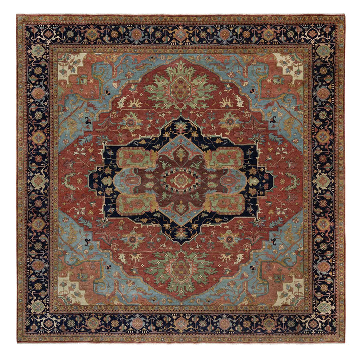 12'1" x 12'1" New Hand Knotted Red Wool Square Oriental Rug - MOA10291403