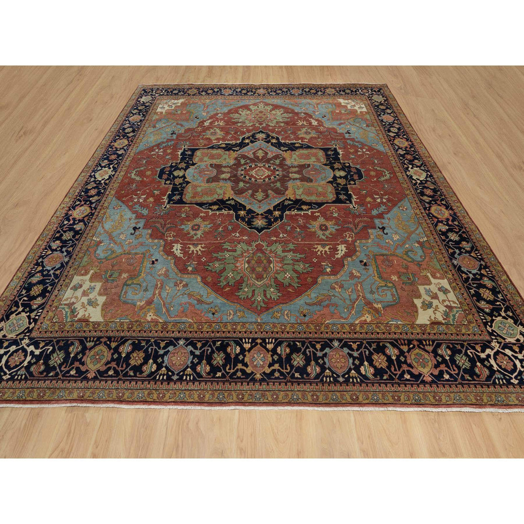 12'1" x 12'1" New Hand Knotted Red Wool Square Oriental Rug - MOA10291403